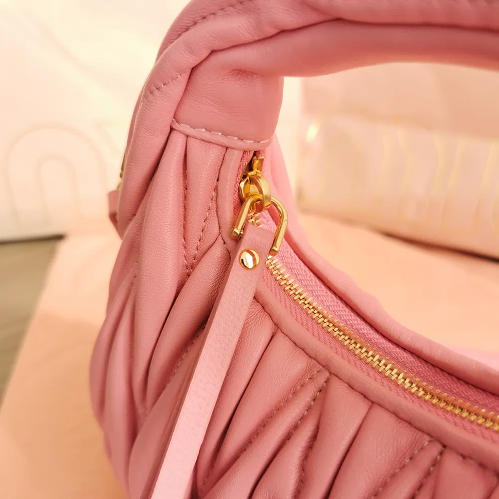 Miu Miu Women Wander Matelassé Nappa Leather Hobo Mini-Bag-Pink 5BP078