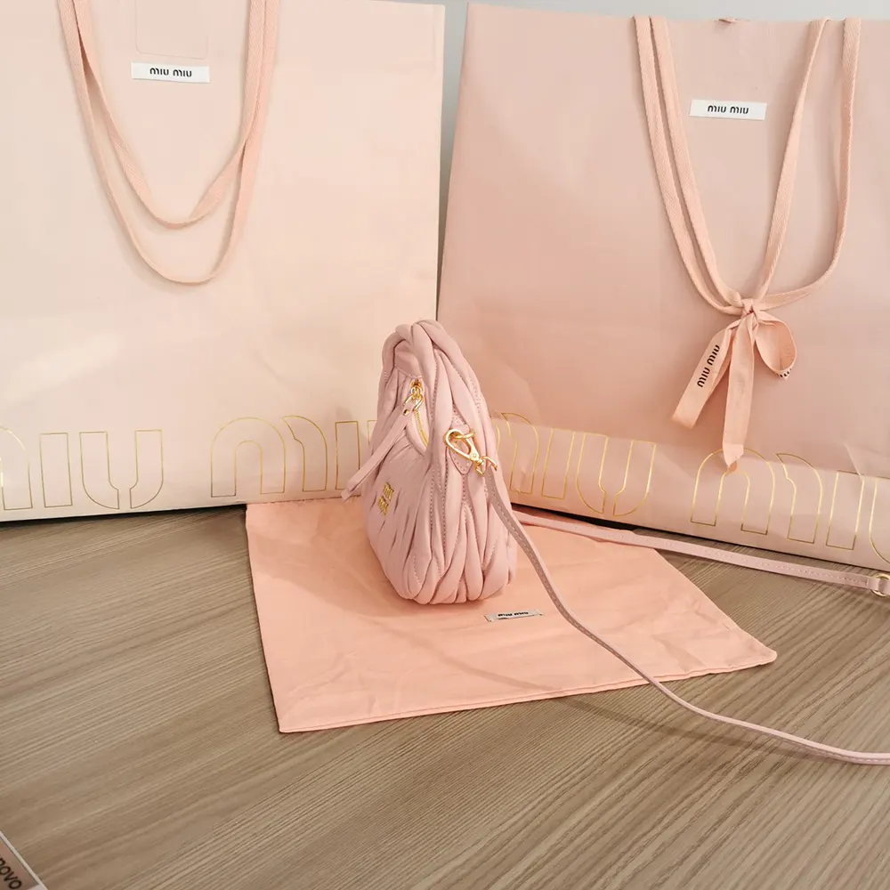 Miu Miu Women Wander Matelassé Nappa Leather Hobo Mini-Bag-Powder Pink