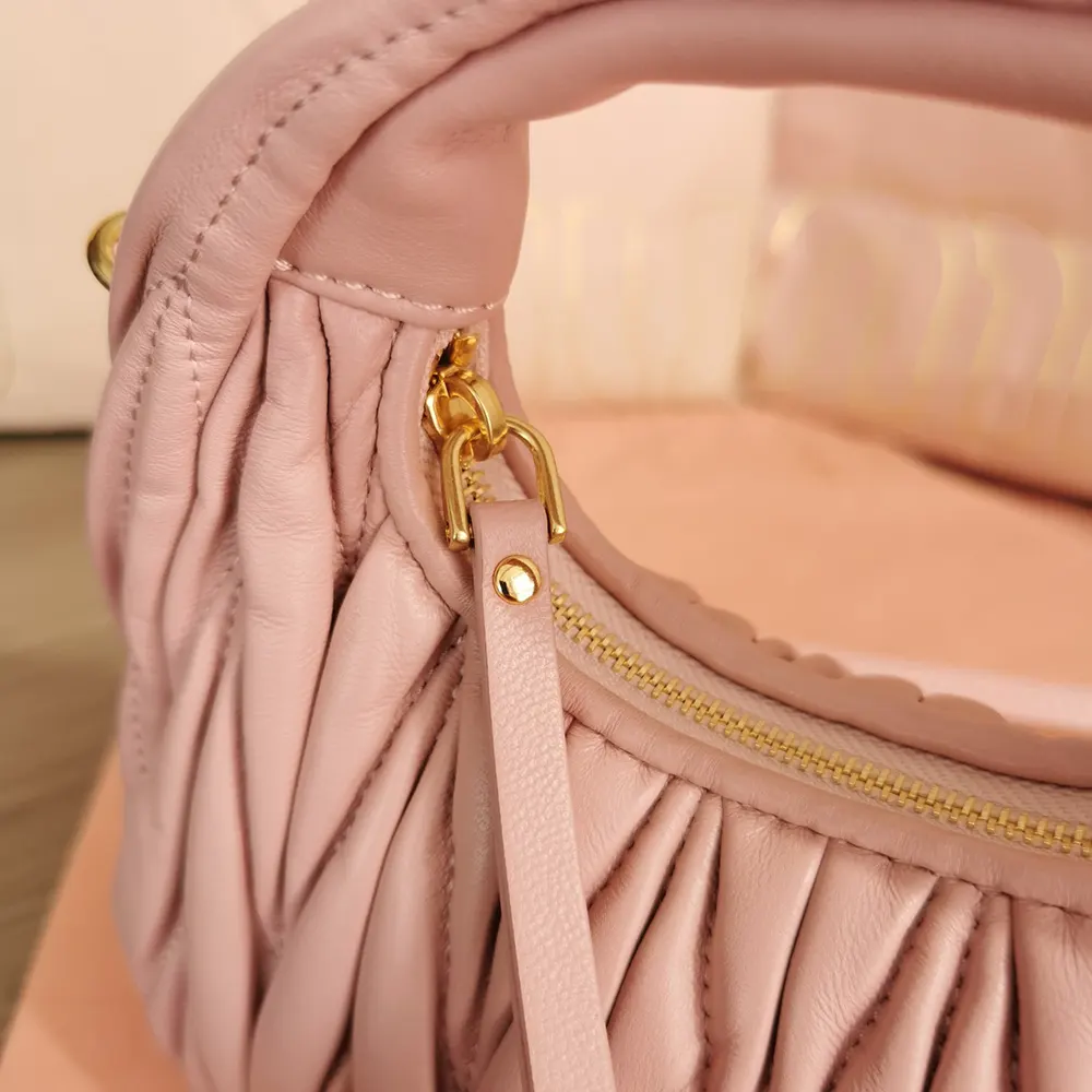Miu Miu Women Wander Matelassé Nappa Leather Hobo Mini-Bag-Powder Pink