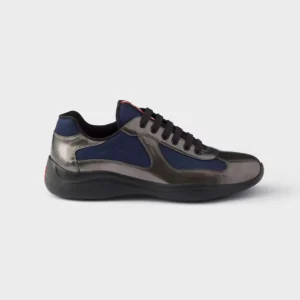 Prada Unisex Patent Leather And Technical Fabric Prada America’S Cup Sneakers-Navy