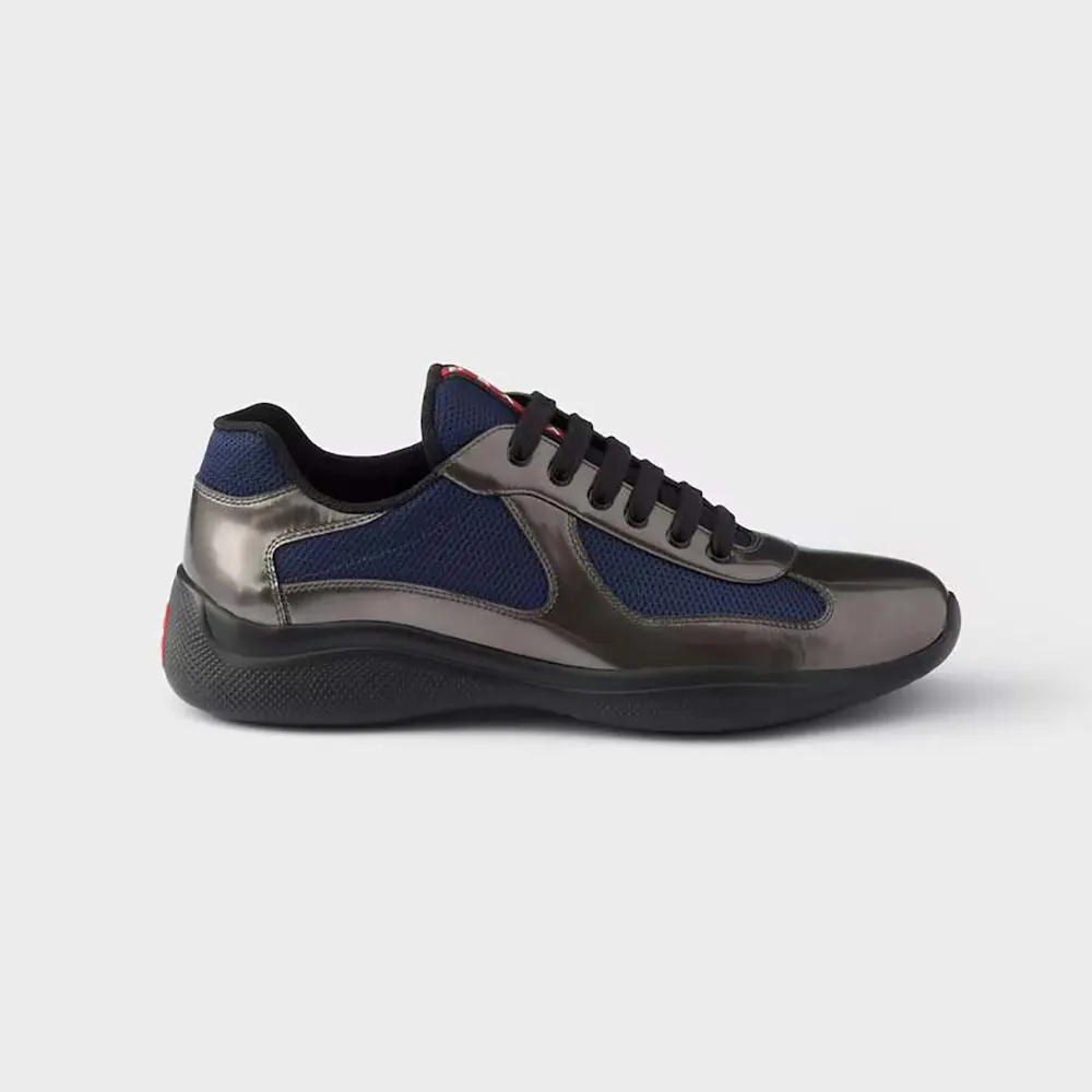 Prada Unisex Patent Leather And Technical Fabric Prada America’S Cup Sneakers-Navy