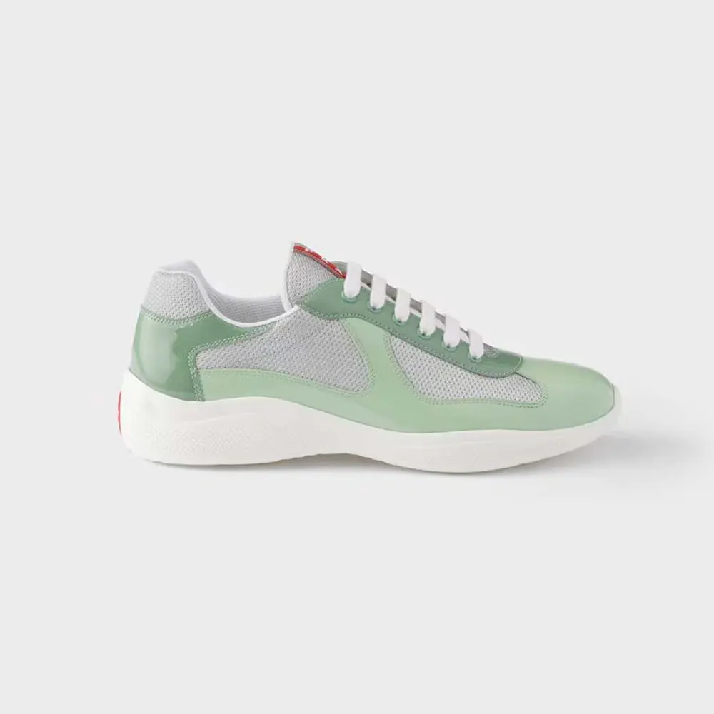 Prada Unisex Patent Leather And Technical Fabric Prada America’S Cup Sneakers-Aqua