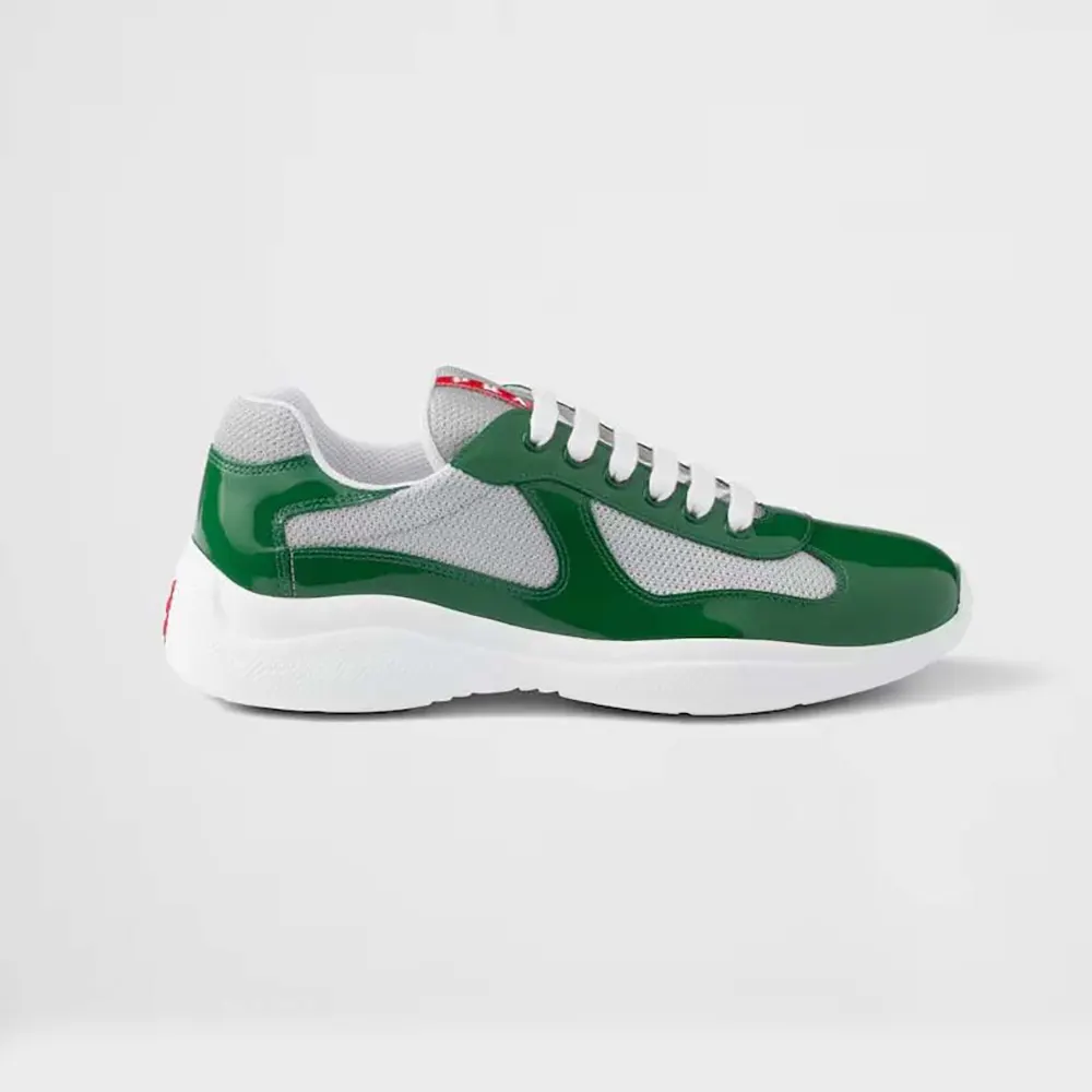 Prada Unisex Patent Leather And Technical Fabric Prada America’S Cup Sneakers-Green