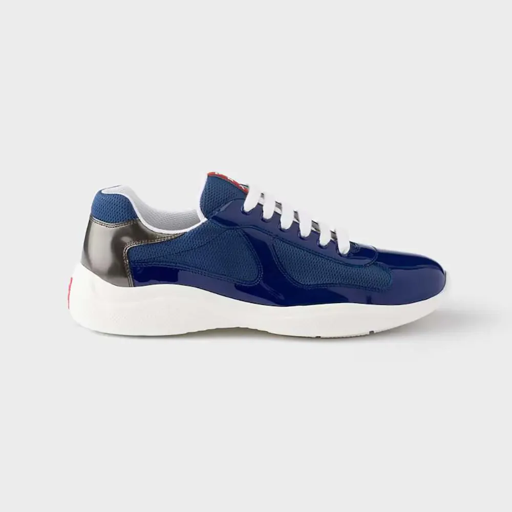 Prada Unisex Patent Leather And Technical Fabric Prada America’S Cup Sneakers-Navy 4E3400