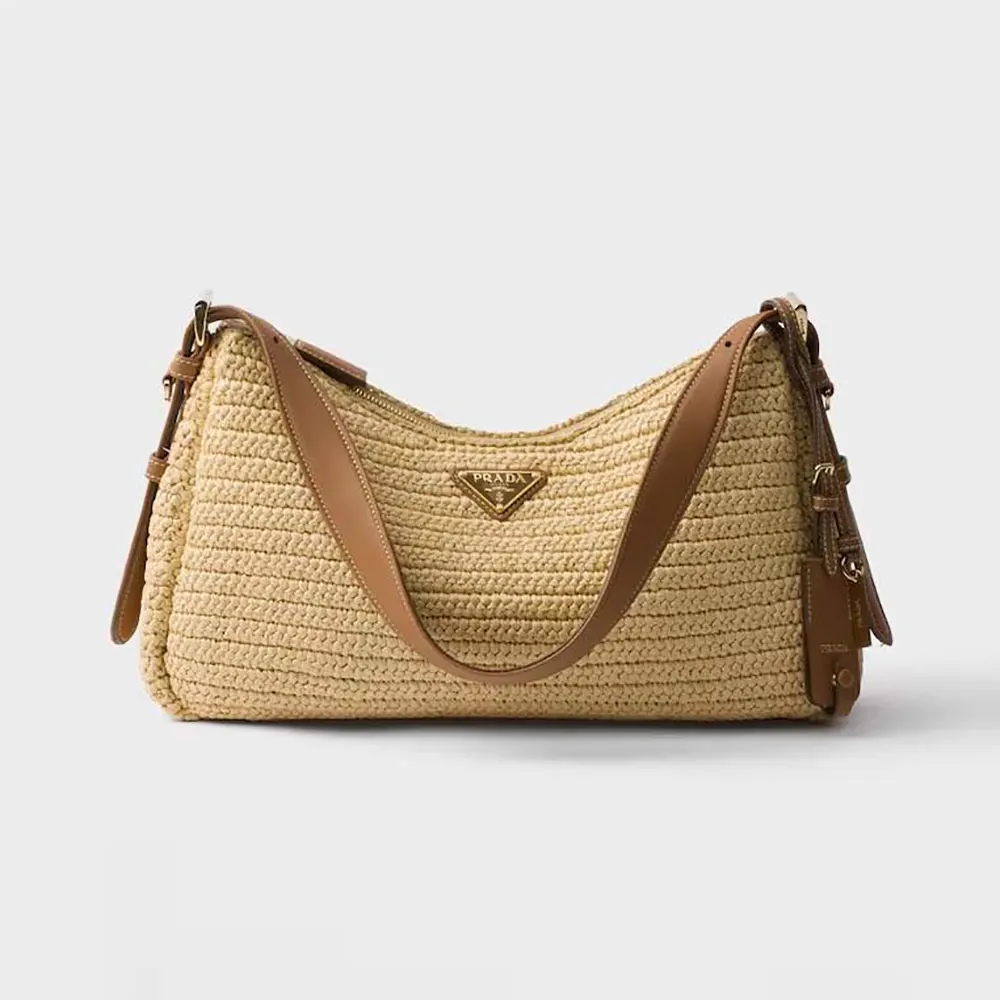 Prada Women Aimée Large Crochet and Leather Bag 1BC2472MG3