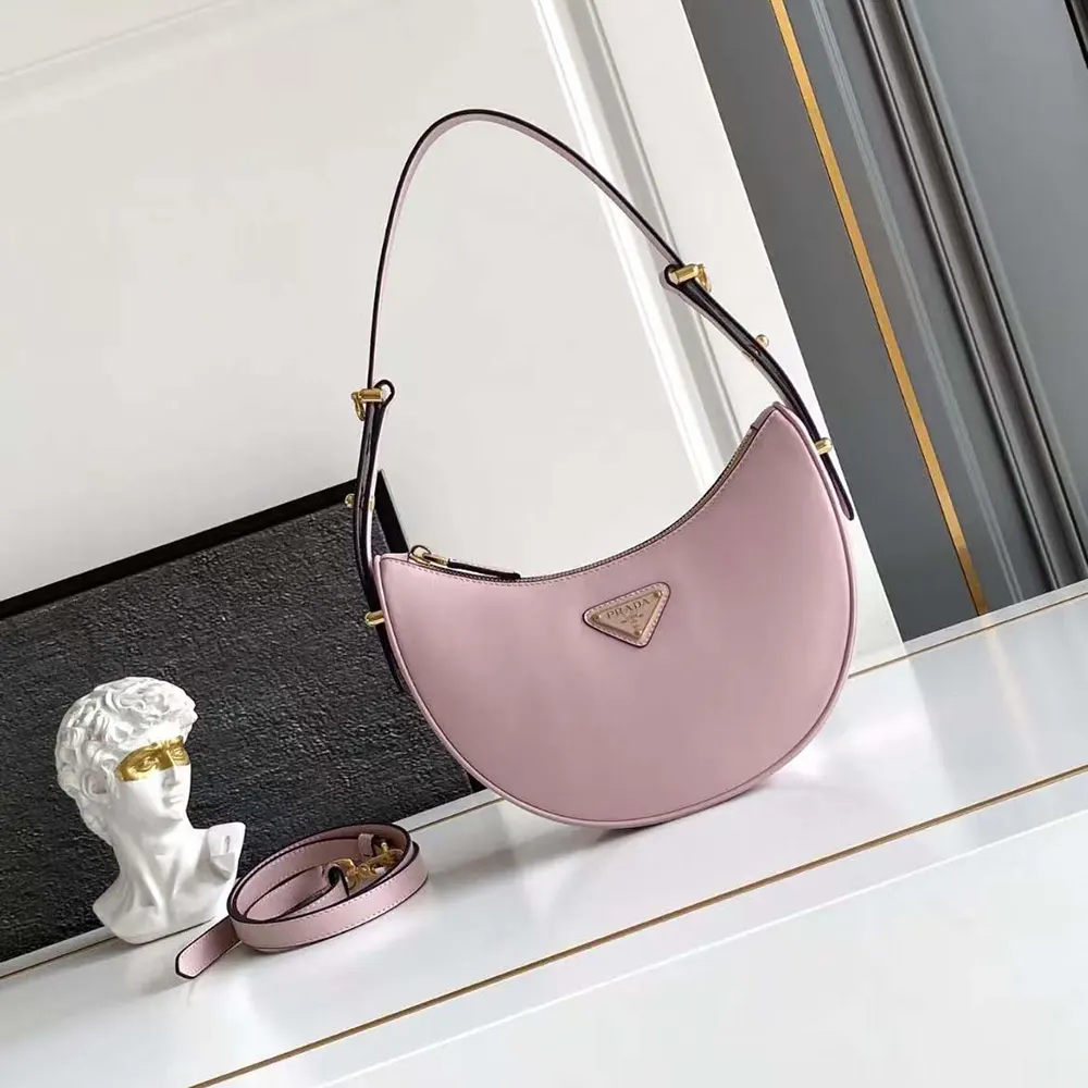 Prada Women Arqué Mini Leather Shoulder Bag-Pink 1BC194