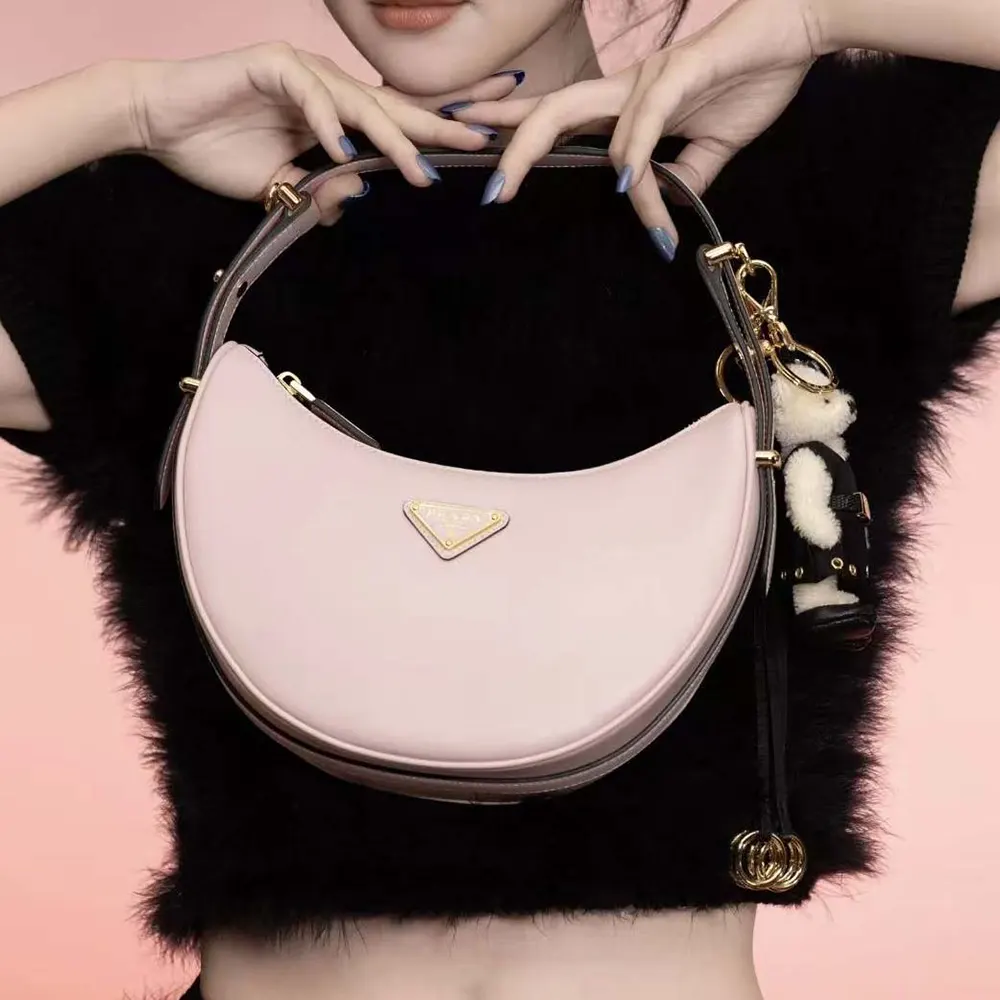 Prada Women Arqué Mini Leather Shoulder Bag-Pink 1BC194