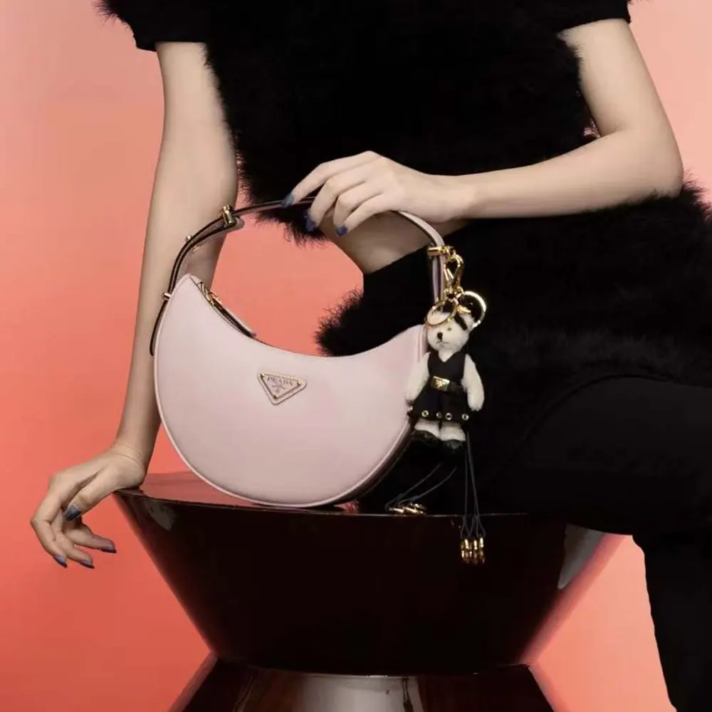 Prada Women Arqué Mini Leather Shoulder Bag-Pink 1BC194