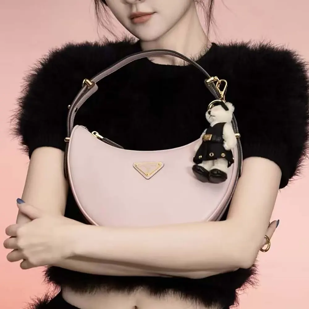 Prada Women Arqué Mini Leather Shoulder Bag-Pink 1BC194