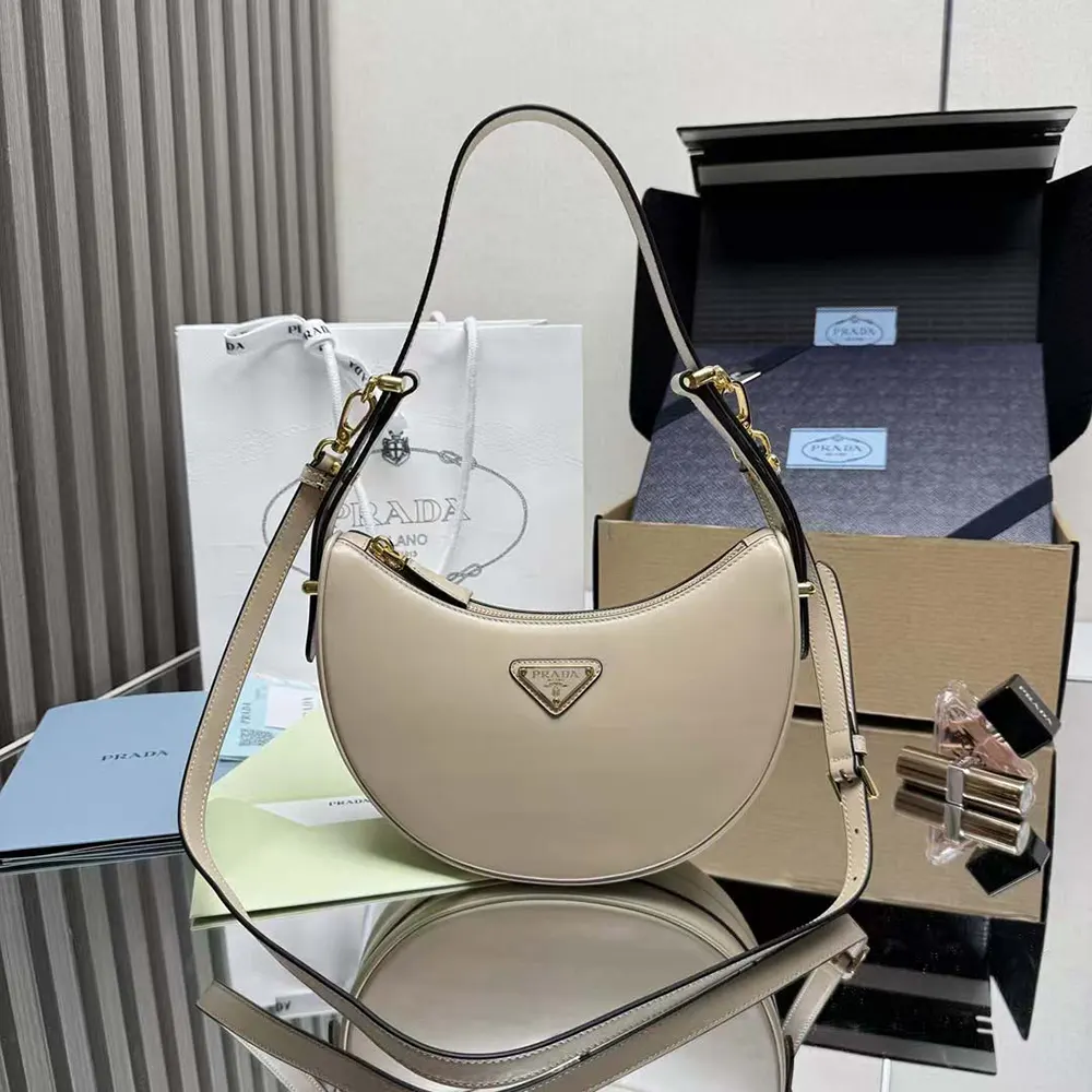Prada Women Arqué Mini Leather Shoulder Bag