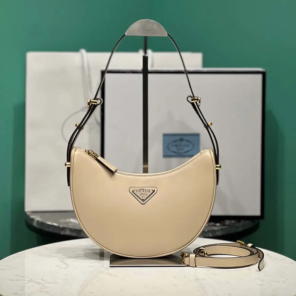 Prada Women Arqué Mini Leather Shoulder Bag