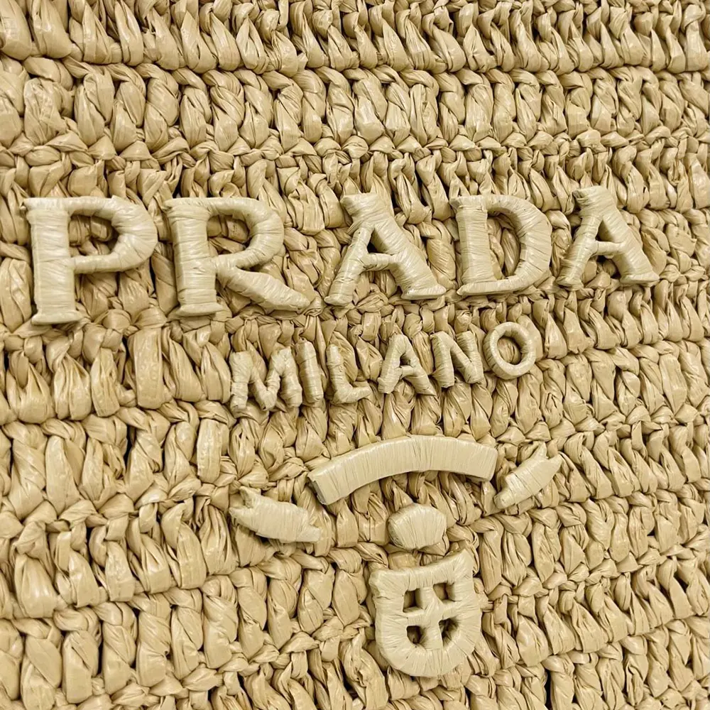 Prada Women Medium Crochet and Leather Tote Bag-Brown 1BG499