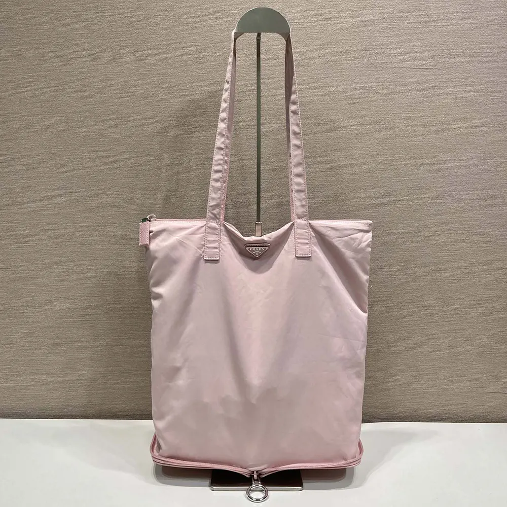 Prada Women Saffiano Leather Pendant With Re-Nylon Tote Bag-Peach 1TT330