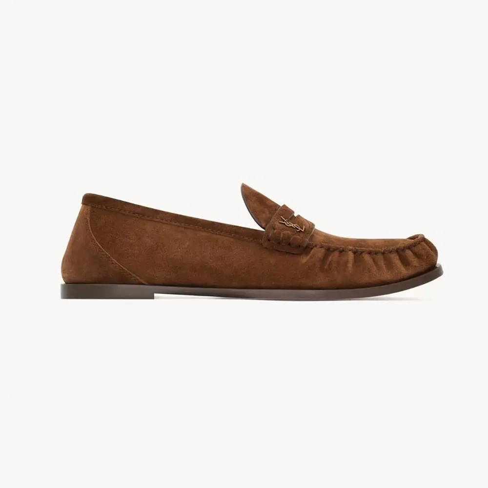 Saint Laurent YSL Unisex Laurent Loafers in Suede-Brown 8211732OY