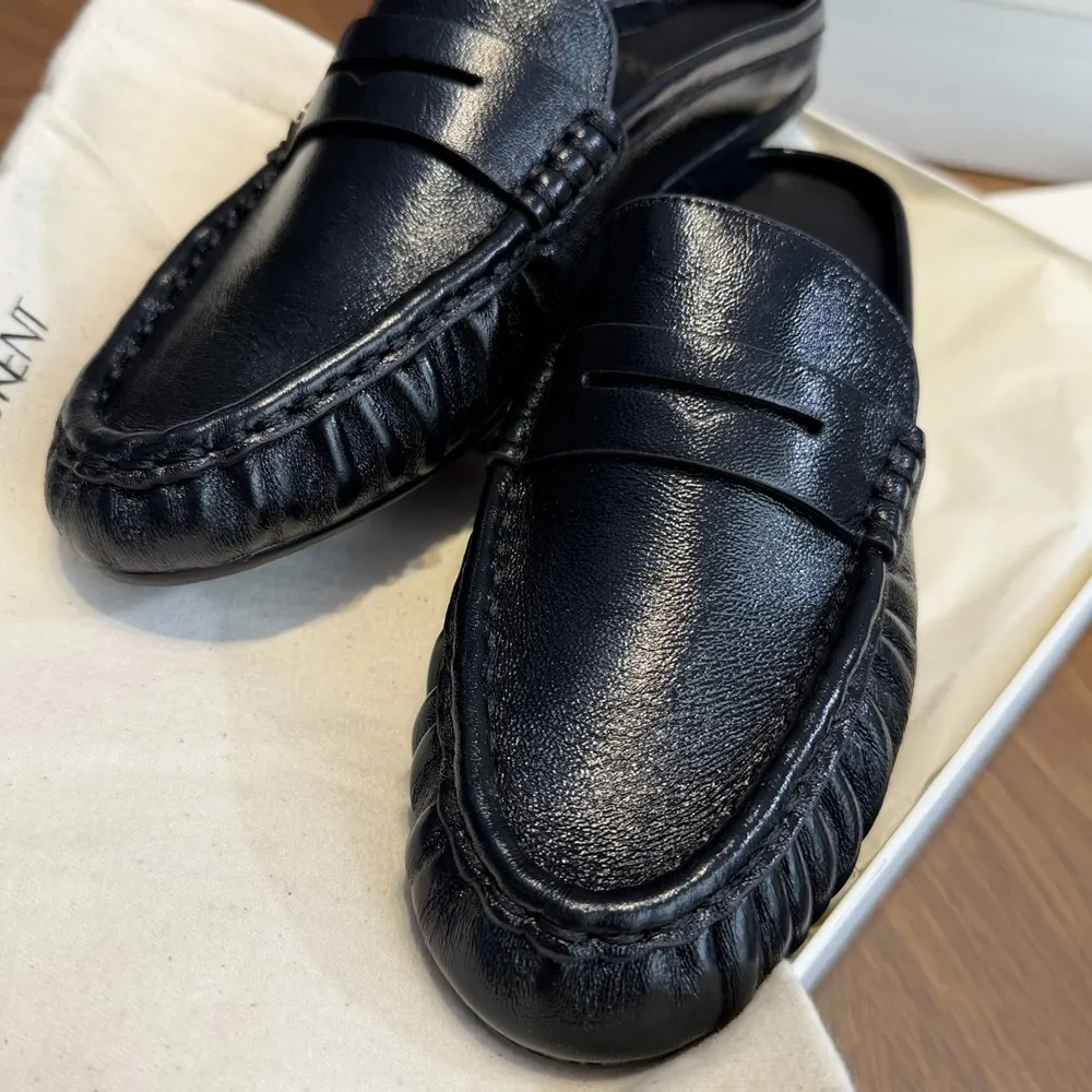 Saint Laurent YSL Unisex Le Loafer Mules in Shiny Creased Leather 852392AA