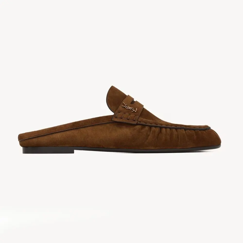 Saint Laurent YSL Unisex Le Loafer Mules in Suede 85239227DTT2319