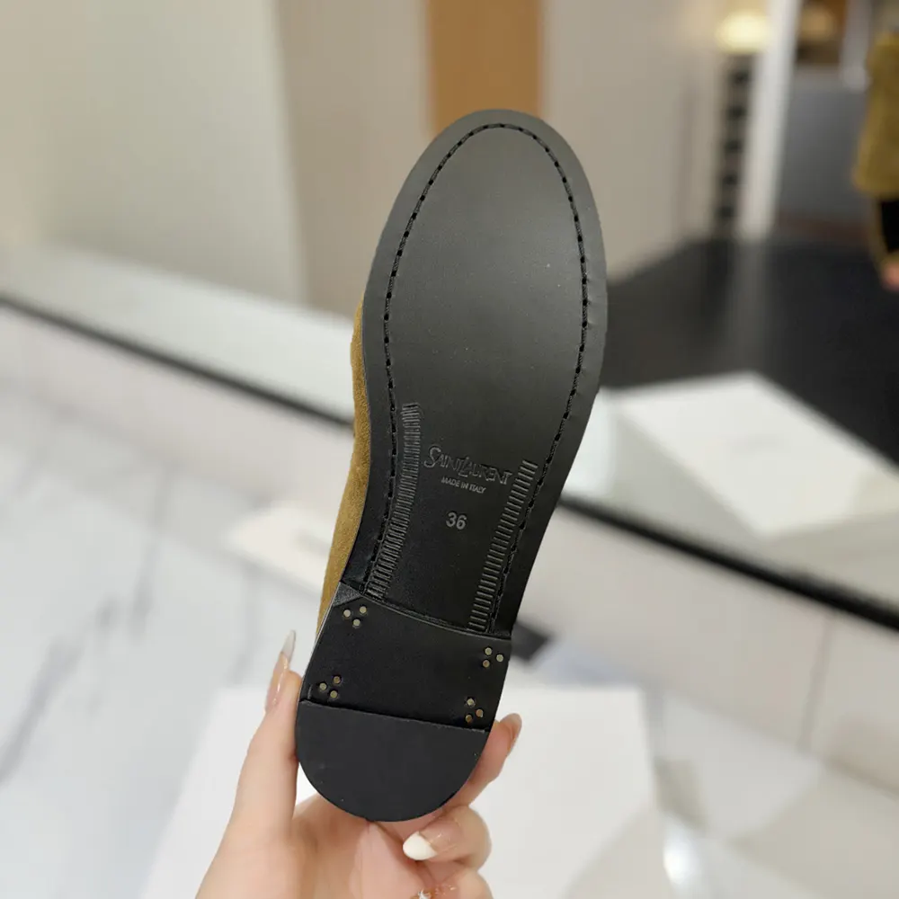 Saint Laurent YSL Unisex Le Loafer Supple in Suede-Brown 8168122W