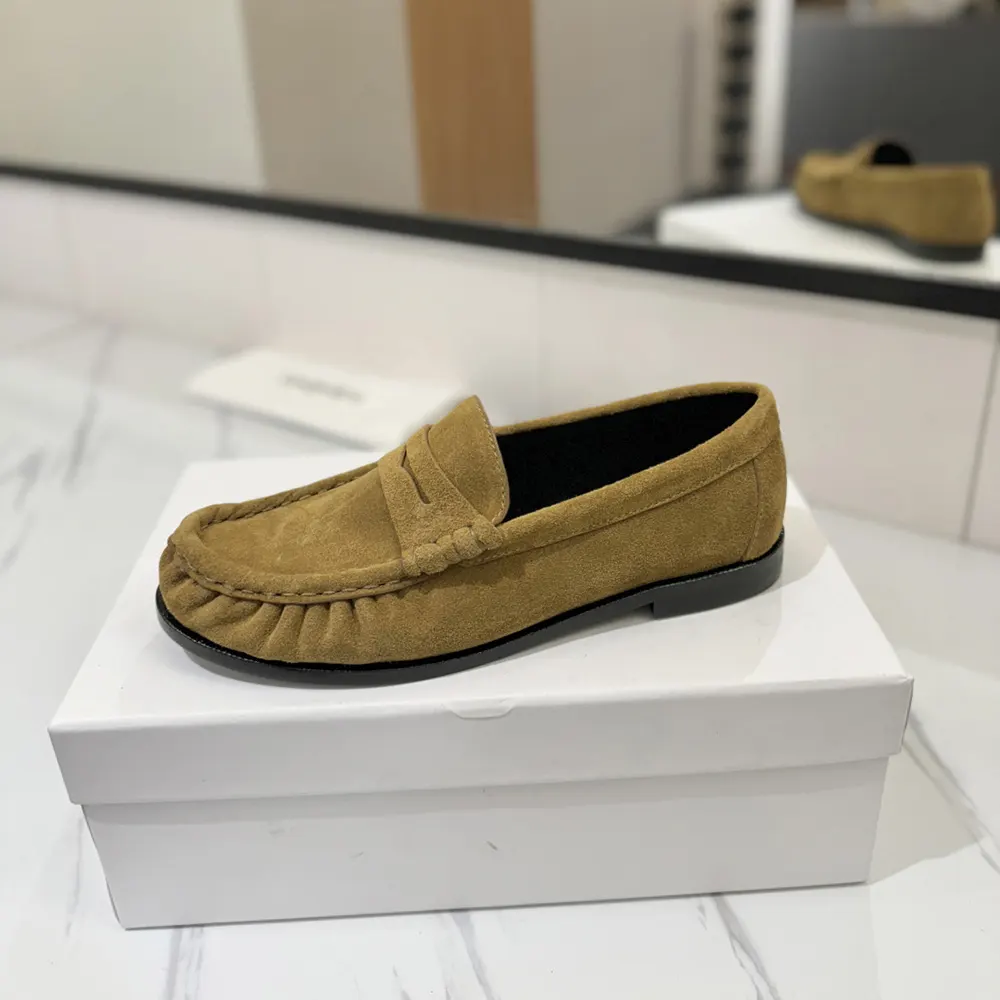 Saint Laurent YSL Unisex Le Loafer Supple in Suede-Brown 8168122W