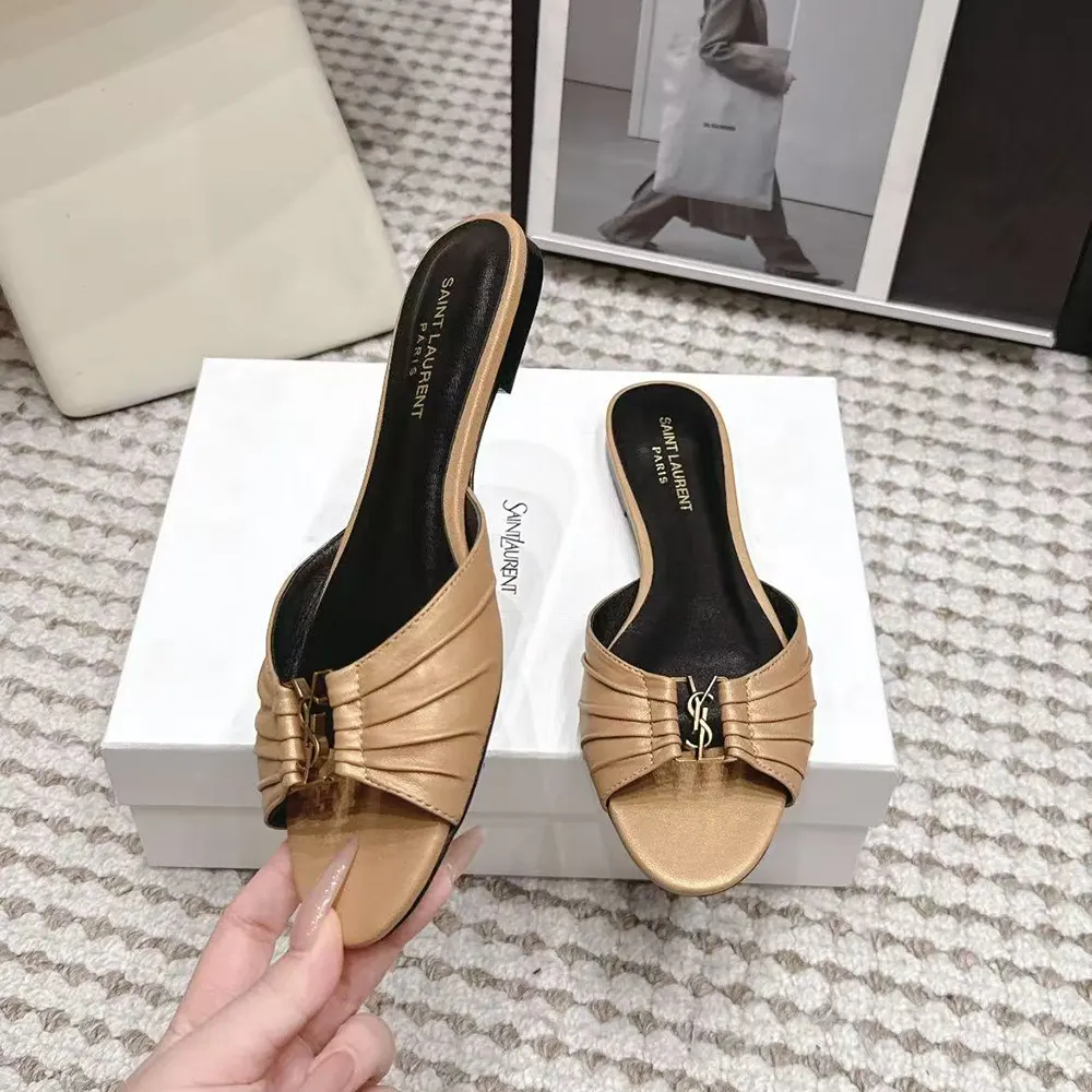 Saint Laurent YSL Women Babylone Mules in Metallic Leather 2 Saint Laurent YSL Women Babylone Mules in Metallic Leather