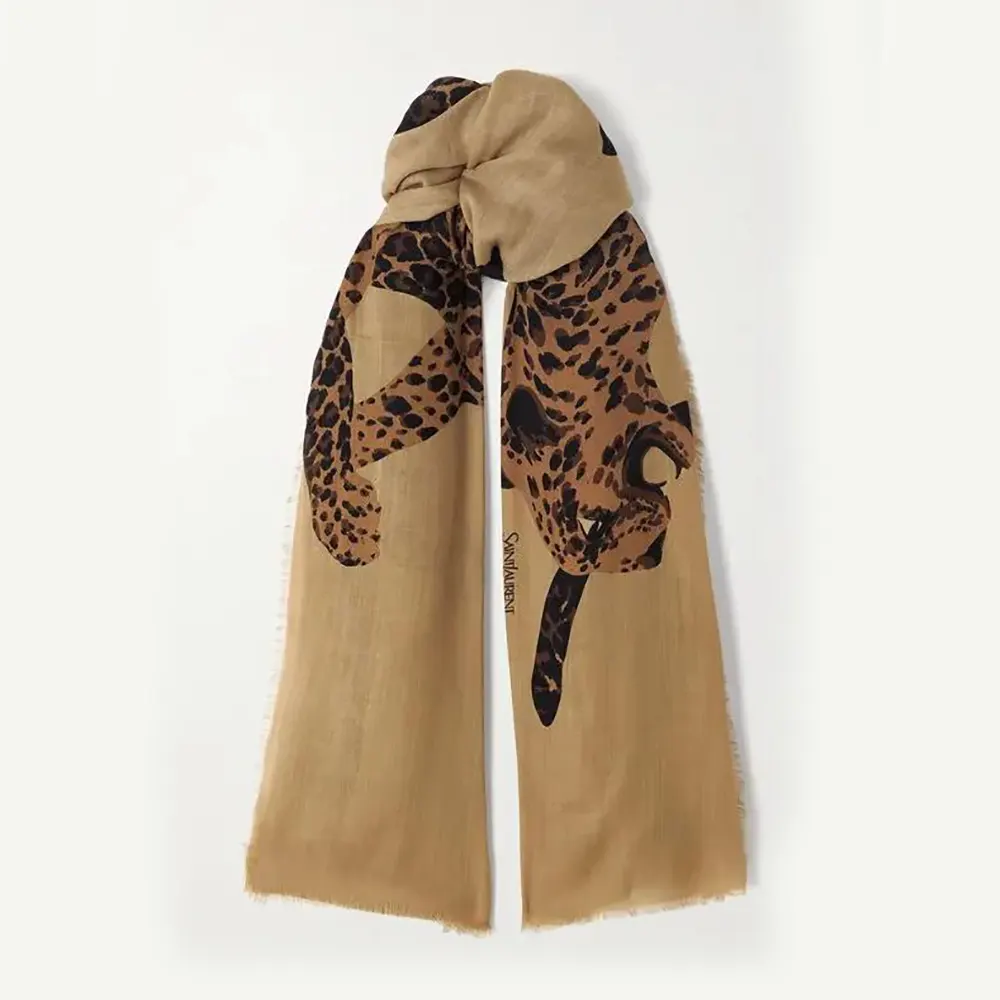 Saint Laurent YSL Women Cassandre Square Scarf In Wool Twill