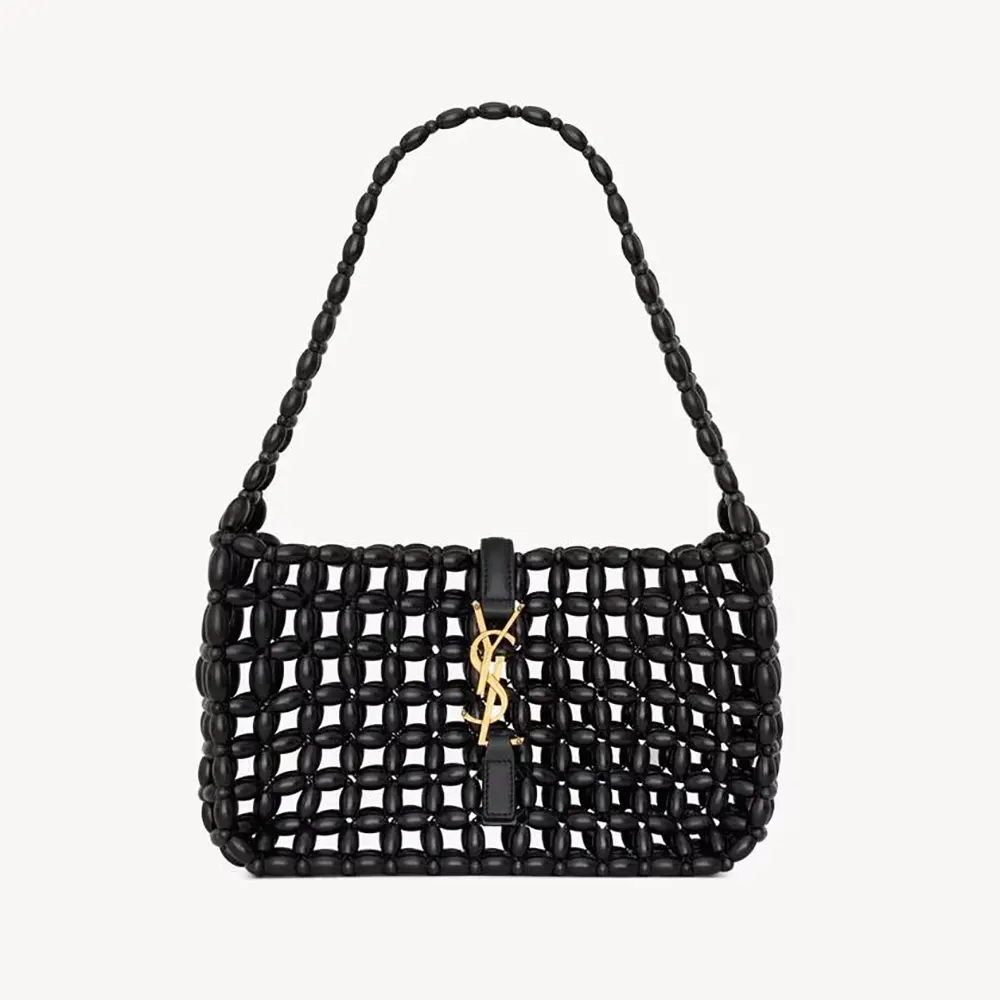 Saint Laurent YSL Women Le 5 À 7 In Wood Beads-Black 862997KA