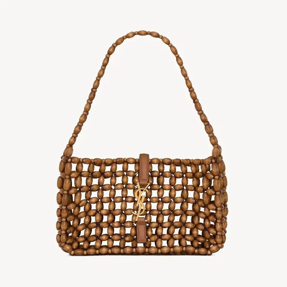 Saint Laurent YSL Women Le 5 À 7 In Wood Beads-Brown 862997KA