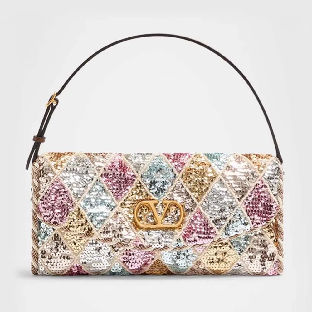 Valentino Women Garavani Devain Small Shoulder Bag With Rhombelle Embroidery