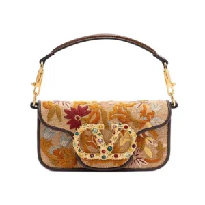 Valentino Women Garavani Locò Embroidered Shoulder Bag