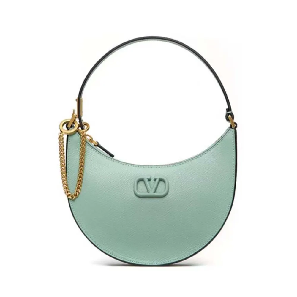 Valentino Women VLogo Signature Mini Hobo Bag in Grainy Calfskin-Aqua
