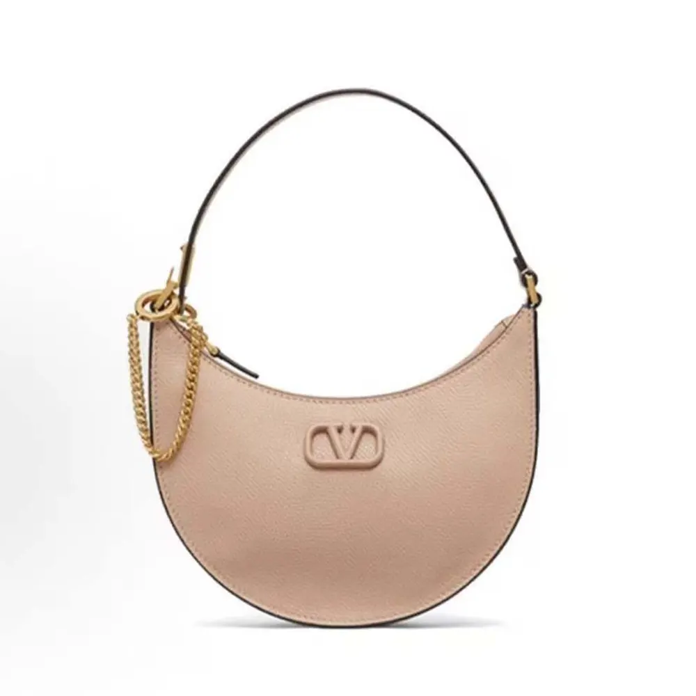 Valentino Women VLogo Signature Mini Hobo Bag in Grainy Calfskin-Pink