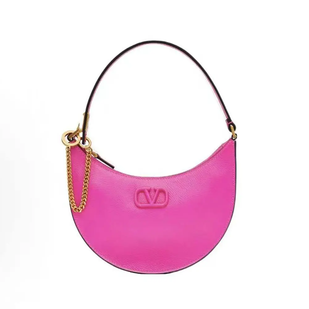 Valentino Women VLogo Signature Mini Hobo Bag in Grainy Calfskin-Rose