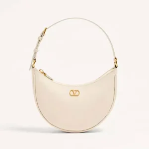 Valentino Women VLogo Signature Mini Hobo Bag in Grainy Calfskin-White