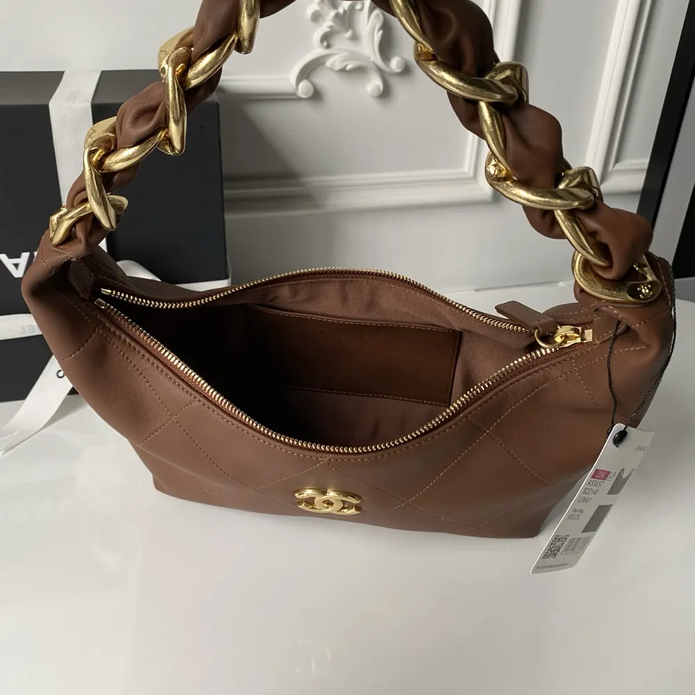 Chanel Women 25K Chain Hobo Tote Bag Gold-Tone Metal-Dark Brown 4 Chanel Women 25K Chain Hobo Tote Bag Gold-Tone Metal-Dark Brown