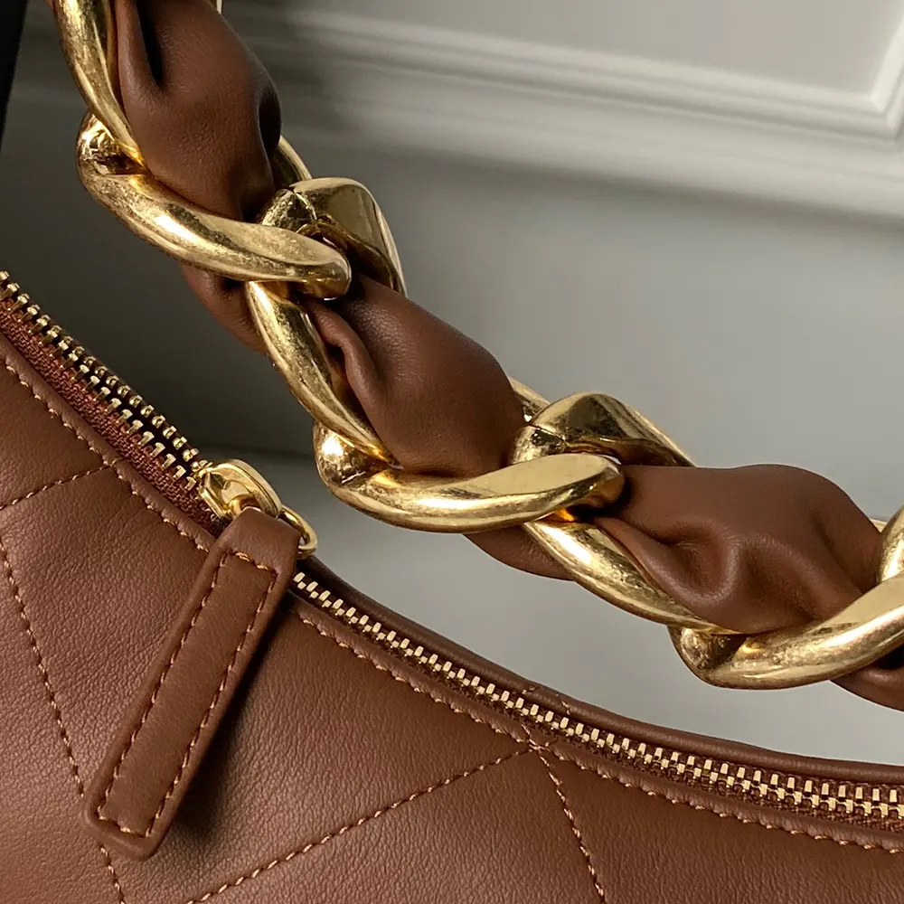 Chanel Women 25K Chain Hobo Tote Bag Gold-Tone Metal-Dark Brown 7 Chanel Women 25K Chain Hobo Tote Bag Gold-Tone Metal-Dark Brown
