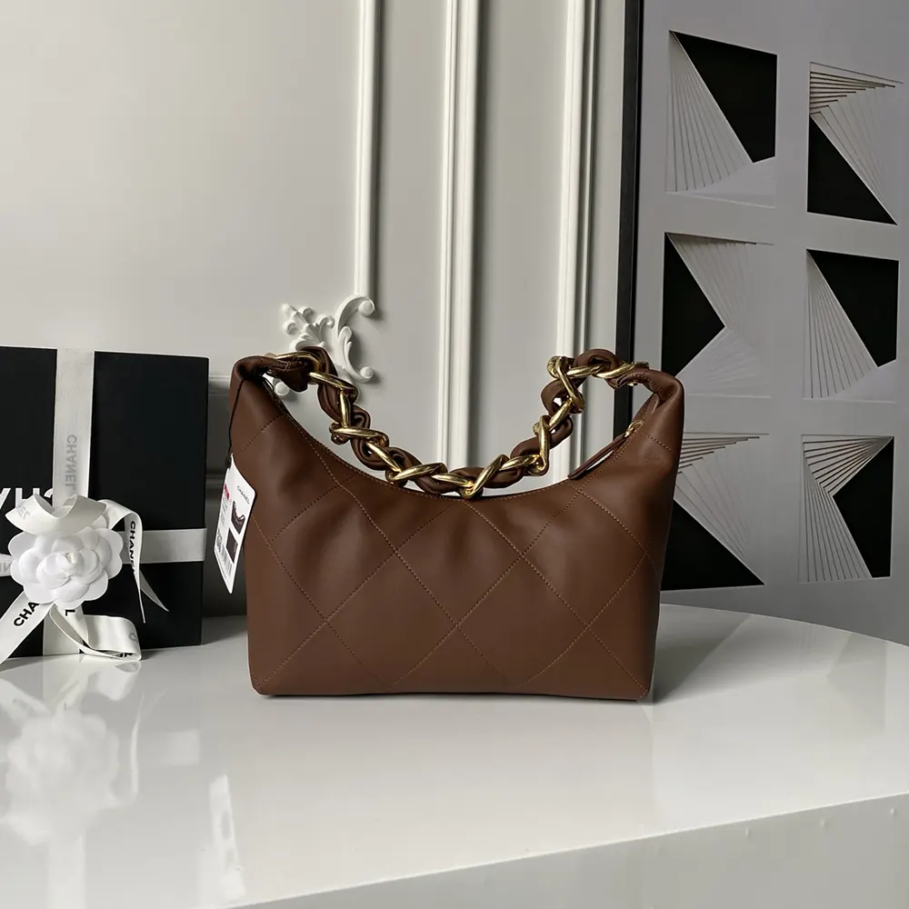 Chanel Women 25K Chain Hobo Tote Bag Gold-Tone Metal-Dark Brown 3 Chanel Women 25K Chain Hobo Tote Bag Gold-Tone Metal-Dark Brown