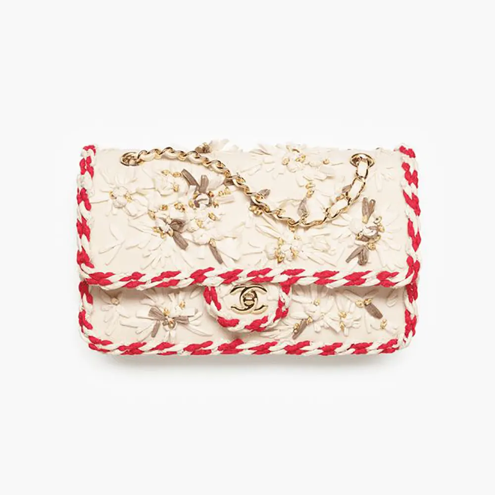 Chanel Women Classic 11.12 Handbag Embroidered Wool Crepe A01112B25176