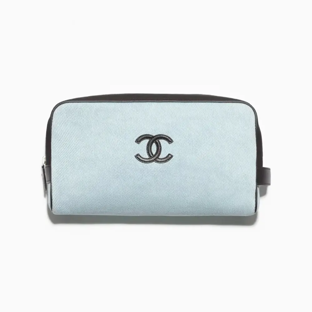 Chanel Women Large Zipped Pouch-Blue & Black AP5267B24130