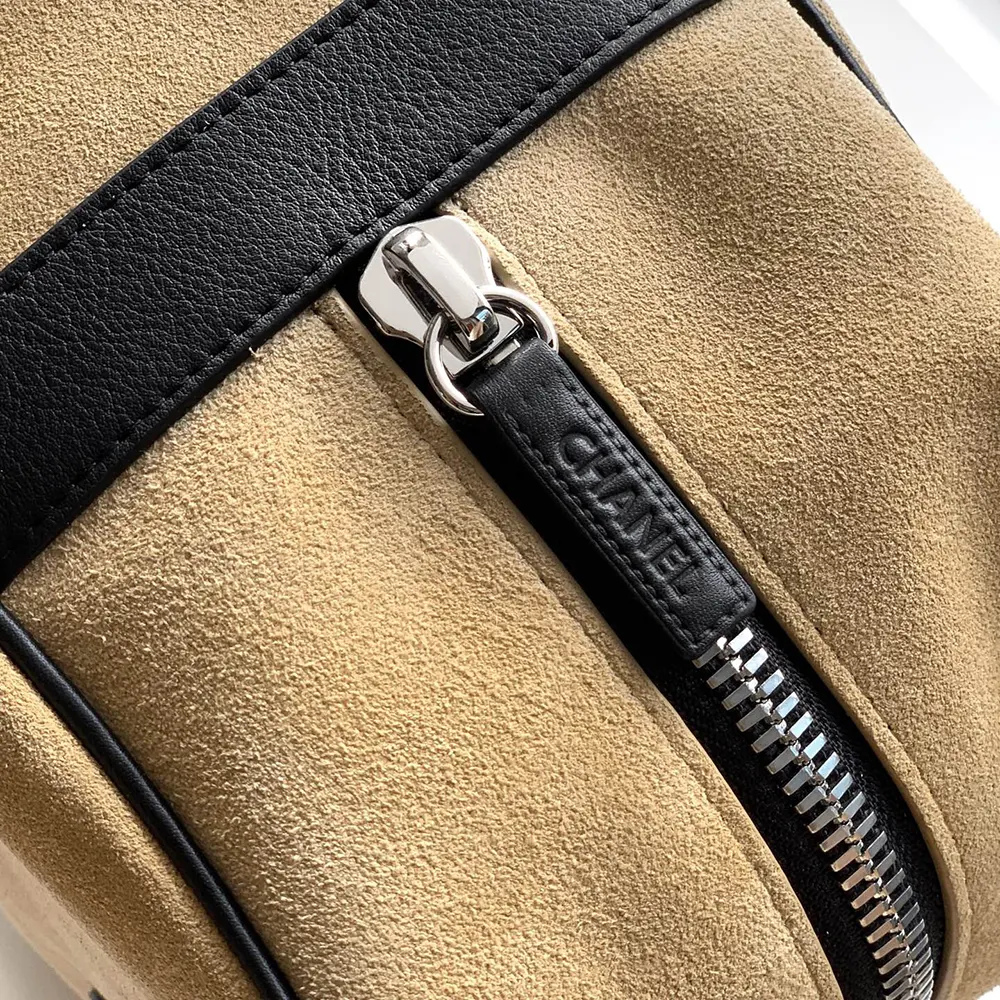 Chanel Women Large Zipped Pouch Suede Calfskin-Beige AP5267 7 Chanel Women Large Zipped Pouch Suede Calfskin-Beige AP5267 - Image 7