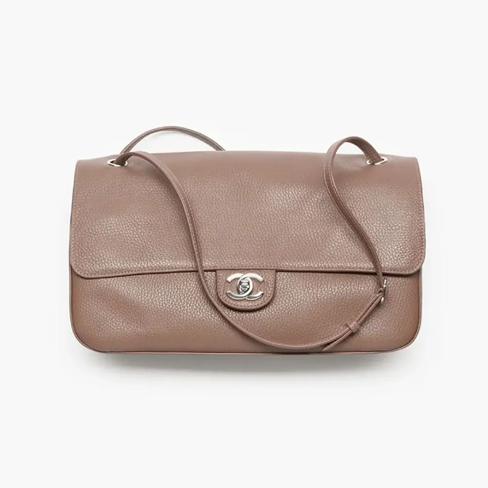 Chanel Women Maxi Flapbag Grained Calfskin & Silver-Tone Metal