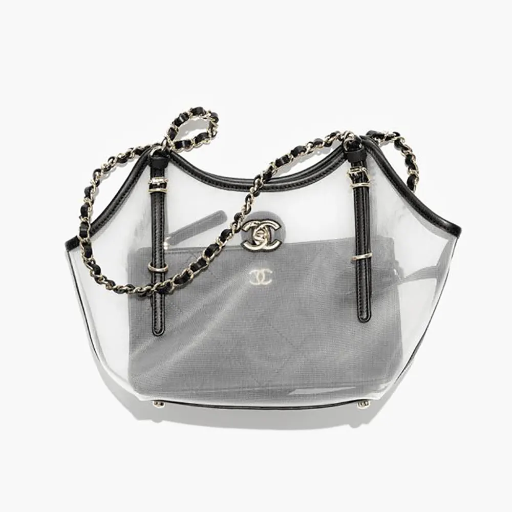 Chanel Women Small Shopping Bag Mesh Calfskin & Gold-Tone Metal AS6015