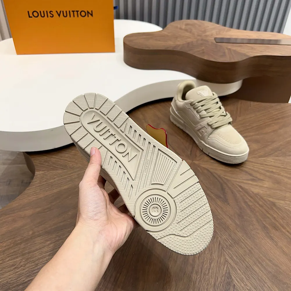 Louis Vuitton LV Unisex Trainer Distressed Sneaker-Beige 1AKBO6 10 Louis Vuitton LV Unisex Trainer Distressed Sneaker-Beige 1AKBO6
