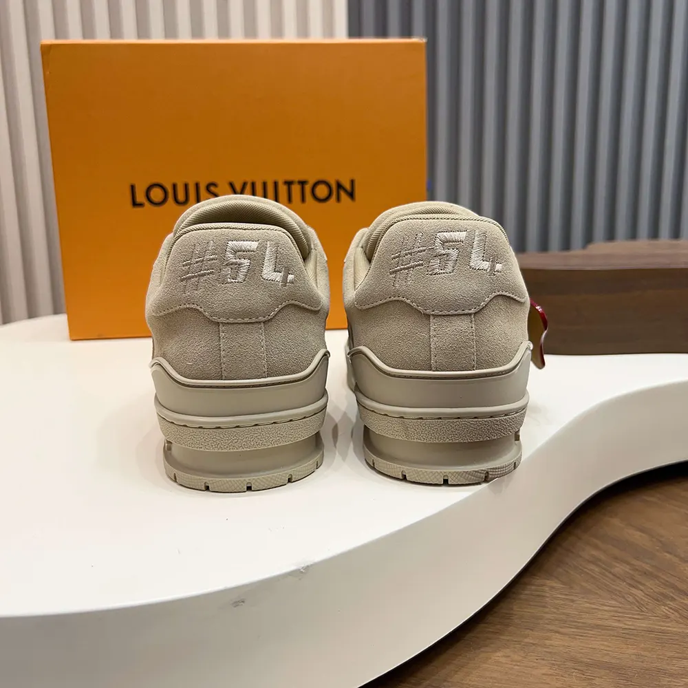 Louis Vuitton LV Unisex Trainer Distressed Sneaker-Beige 1AKBO6 7 Louis Vuitton LV Unisex Trainer Distressed Sneaker-Beige 1AKBO6